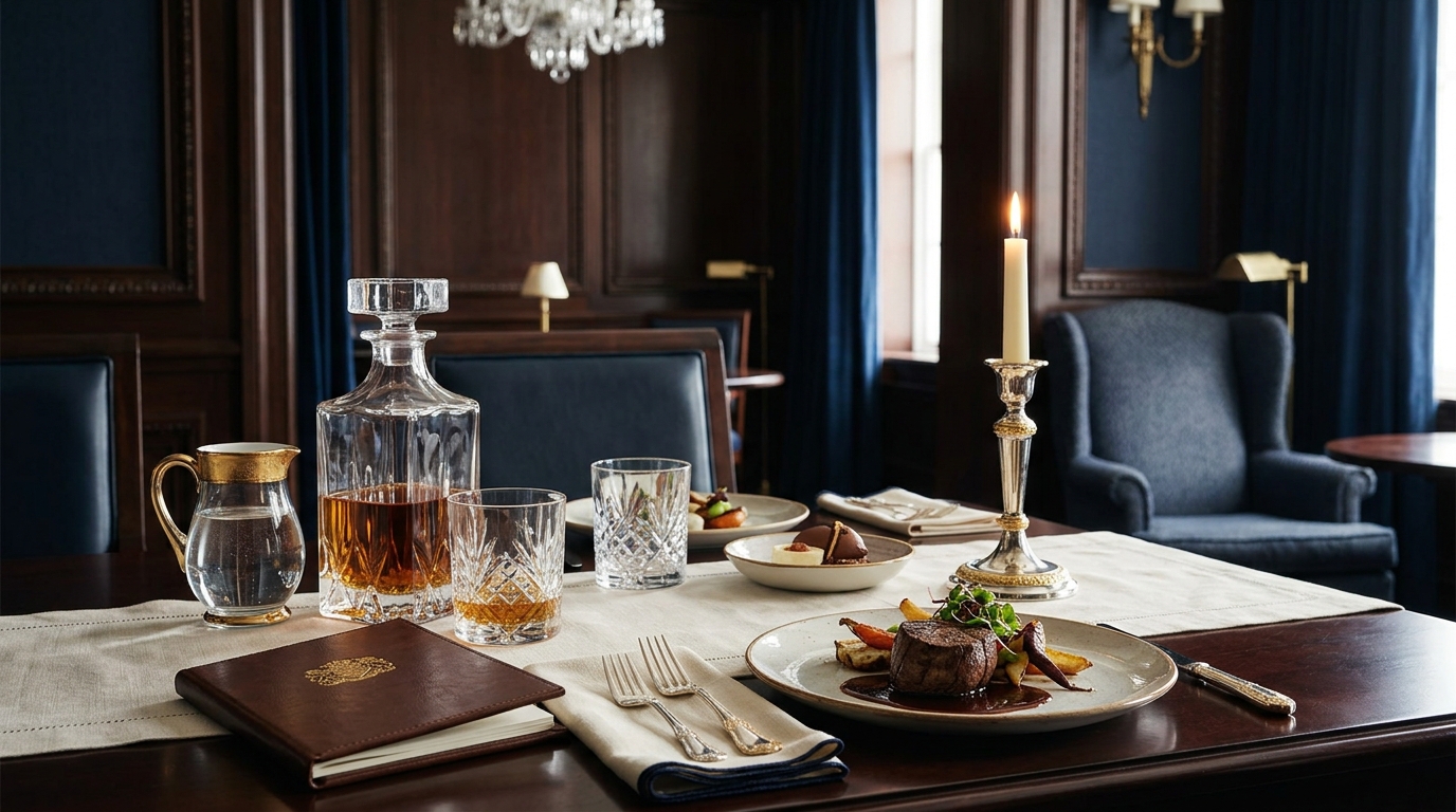 A premium club program presented in an elegant officers' club dining room